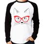 Imagem de Camiseta Raglan Gato De Óculos Manga Longa - Foca na Moda