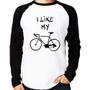 Imagem de Camiseta Raglan I Like My Bike Manga Longa - Foca na Moda