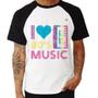 Imagem de Camiseta Raglan I love 80's music - Foca na Moda