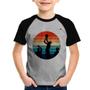 Imagem de Camiseta Raglan Infantil Basquete Vintage Sunset - Foca na Moda