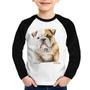 Imagem de Camiseta Raglan Infantil Bulldog-Inglês Manga Longa - Foca na Moda