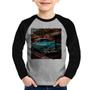 Imagem de Camiseta Raglan Infantil Carro clássico azul Manga Longa - Foca na Moda