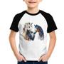 Imagem de Camiseta Raglan Infantil Casal de Cavalos Watercolor - Foca na Moda