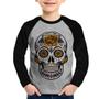 Imagem de Camiseta Raglan Infantil Caveira Mexicana Manga Longa - Foca na Moda