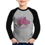 Imagem de Camiseta Raglan Infantil Cuidado! Dentinhos em crescimento (Rosa) Manga Longa - Foca na Moda