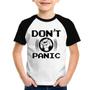 Imagem de Camiseta Raglan Infantil Don't Panic - Foca na Moda