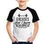 Imagem de Camiseta Raglan Infantil Excuses Do'nt Burn Calories - Foca na Moda