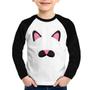 Imagem de Camiseta Raglan Infantil Gatinha Orelhinha Manga Longa - Foca na Moda