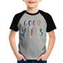 Imagem de Camiseta Raglan Infantil Good Vibes Cores - Foca na Moda