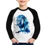 Imagem de Camiseta Raglan Infantil Leão Azul Manga Longa - Foca na Moda