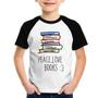 Imagem de Camiseta Raglan Infantil Peace Love Books - Foca na Moda