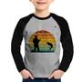 Imagem de Camiseta Raglan Infantil Pescaria Vintage Sunset Manga Longa - Foca na Moda