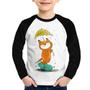 Imagem de Camiseta Raglan Infantil Raposa Fofinha Na Chuva Manga Longa - Foca na Moda