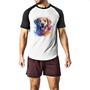 Imagem de Camiseta Raglan Labrador Retriever watercolor art