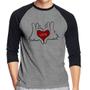 Imagem de Camiseta Raglan Love Hands  Manga 3/4 - Foca na Moda