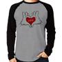 Imagem de Camiseta Raglan Love Hands  Manga Longa - Foca na Moda