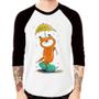 Imagem de Camiseta Raglan Raposa Fofinha Na Chuva Manga 3/4 - Foca na Moda