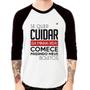 Imagem de Camiseta Raglan Se quer cuidar da minha vida comece pagando meus boletos Manga 3/4 - Foca na Moda