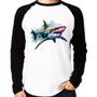 Imagem de Camiseta Raglan Tubarão Watercolor Manga Longa - Foca na Moda