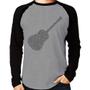 Imagem de Camiseta Raglan Violão Notas Musicais Manga Longa - Foca na Moda