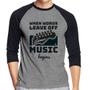 Imagem de Camiseta Raglan When words leave off music begins Manga 3/4 - Foca na Moda