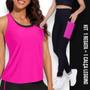 Imagem de Camiseta REGATA DRY FIT Tecido Furadinho + Calça LEG LEGGING BOLSOS Conjunto Fitness Feminino 632