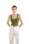 Imagem de Camiseta regata feminina SUUKSESS acolchoada de algodão com nervuras, verde militar