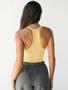 Imagem de Camiseta regata SVALIY Workout para mulheres Racerback Racerback Ribbed Yellow XL