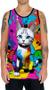 Imagem de Camiseta Regata Tshirt Gato Gatinho Pop Art Abstrata HD 5