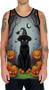 Imagem de Camiseta Regata Tshirt Halloween Gato Preto Bruxo Abobora