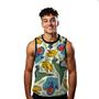 Imagem de Camiseta Regata Verão Estilo Moda Praia Dinossauro Cartoon Colorido T-Rex 1068