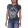 Imagem de Camiseta skull flowers bkf0105 azul - black skull - clothing (g)