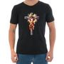 Imagem de Camiseta slim masculina algodao Arietto com estampa gospel jesus cruz