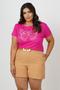 Imagem de Camiseta T-shirt Blusa Plus Size  Borboleta Lua e Sol Cor Rosa Pink 