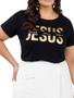 Imagem de Camiseta T-shirt Blusa Plus Size Feminina Moda Evangélica Cor Preta