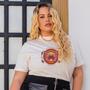 Imagem de Camiseta T-shirt Blusinha Plus Size Estampada Borboleta Flores Gola Alta 100% Algodão Premiun Casual