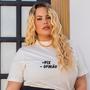 Imagem de Camiseta T-Shirt Feminina Plus Size De Algodão Blusinha Bata Manga Curta 3/4 Gola Alta Estampada