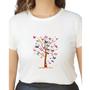 Imagem de Camiseta T Shirt Off White Feminina Arvore e Borboletas