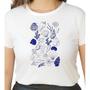 Imagem de Camiseta T Shirt Off White Feminina Estampa Fundo do Mar Azul