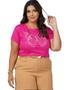 Imagem de Camiseta T-shirt Plus Size Estampado Borboleta Lua e Sol Cor Rosa Pink Tamanho GG