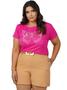 Imagem de Camiseta T-shirt Plus Size Estampado Borboleta Lua e Sol Cor Rosa Pink Tamanho GG