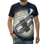 Imagem de Camiseta Trompete Instrumento Musical Sopro Partitura Música