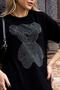 Imagem de Camisetao vestido strass estampa de caveira  coruja Urso Tecidoviscolycra