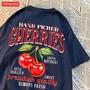 Imagem de Camisetas Femininas de Algodão com Estampa de Cerejas - Gola Redonda