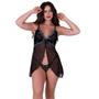 Imagem de Camisola com Calcinha sem Bojo Tule Transparente Bicolor- OLÍVIA