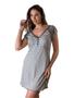 Imagem de Camisola Feminina Confortável De Viscose E Renda Estilo Camiseta Amamentação Pós Parto Abertura Botões