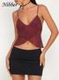 Imagem de Camisola Feminina Sexy Transparente Com Decote Em V Sem Mangas Patchwork Malha Estampada Colete