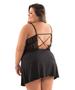 Imagem de Camisola IMI Lingerie Com Calcinha Microfibra Renda Plus Size Adeli Preto