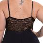 Imagem de Camisola Longa Com Renda Preto Liganete Sepie 1010-PL Plus Size