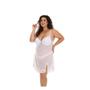 Imagem de Camisola Plus Size Tule Renda Com Bojo Baby Doll Pijama Branco